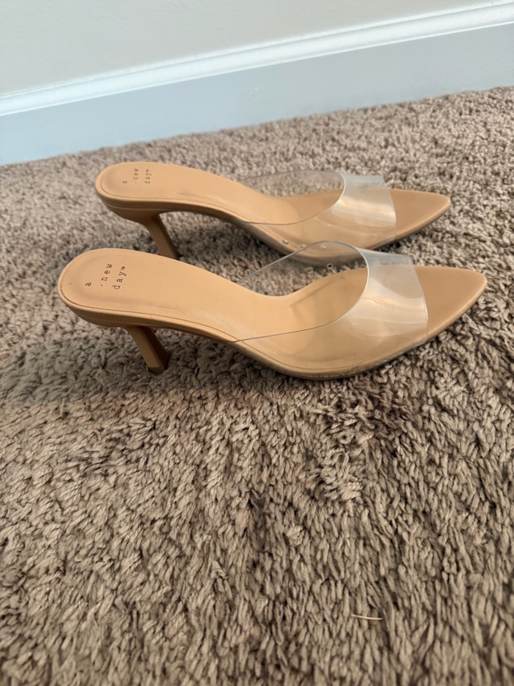 Women’s Lupita Point Toe Heels with Memory Foam Insole - A New Day Clear 7.5M - Picture 2 of 6